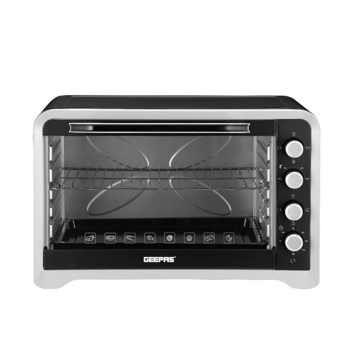 Geepas GO4406 100L Electric Oven - 2800W Electric Oven With Rotisserie And Convection Functions | Grill Function, 60 Minute Timer & Inside Lamp | 5 Control Knobs | 2 Years Warranty