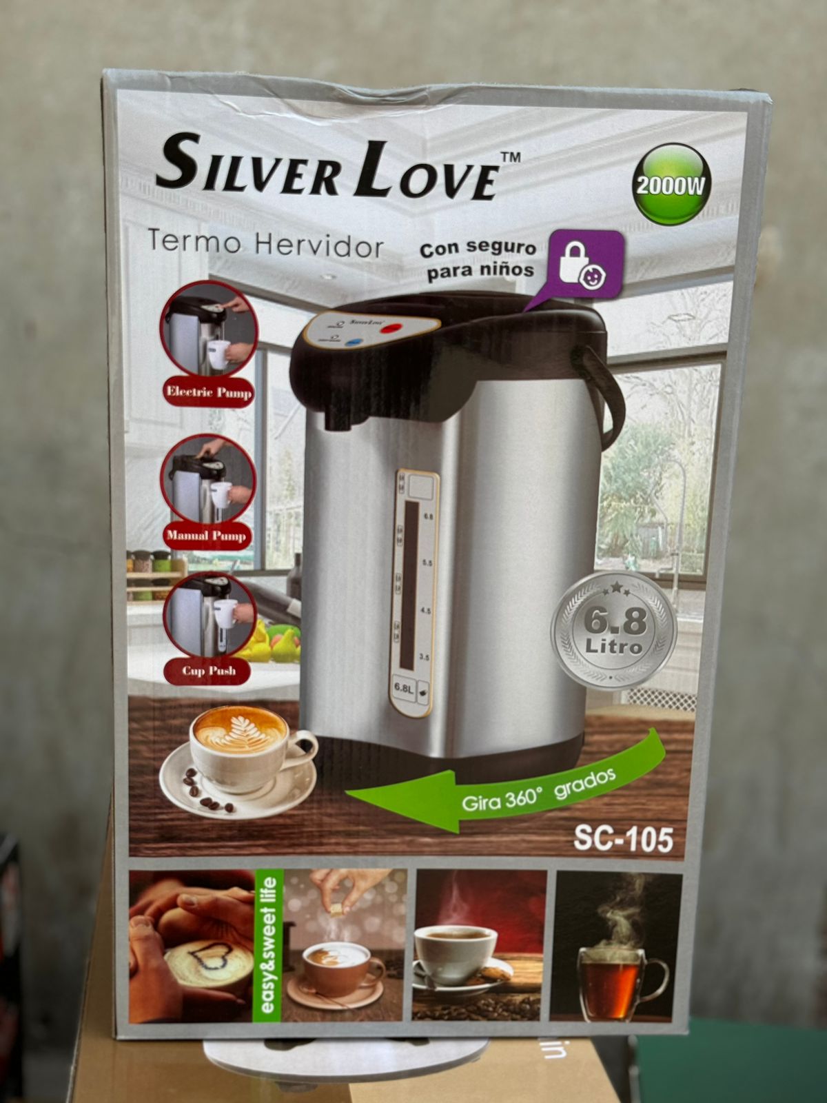 6.8L , 3 in 1 Silver Love Electric Water Dispenser SC-105