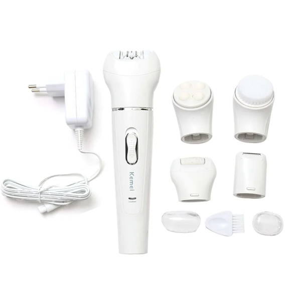 KEMEI 5 in 1 Shaver Epilator Cleansing Brush Massager And Callus Remover KM-2199