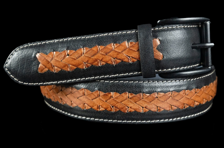 Mini Braid Black - Hand Made Men's Leather Belt