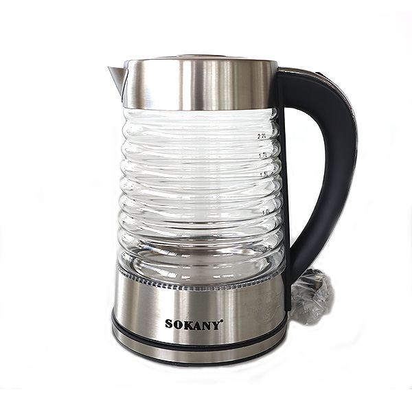 SOKANY SK-1027 2.2L Electric Kettle 2200W 220V Hot Water Kettle Electric Boiler Made of Glass & Stainless Steel, Large Capacity Water Boiler Heater