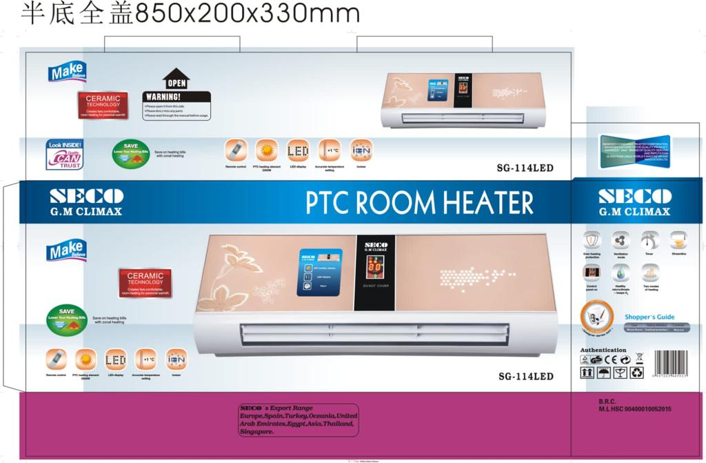 Japanese Large Size Wall Mounted Fan Heater / Split Heater