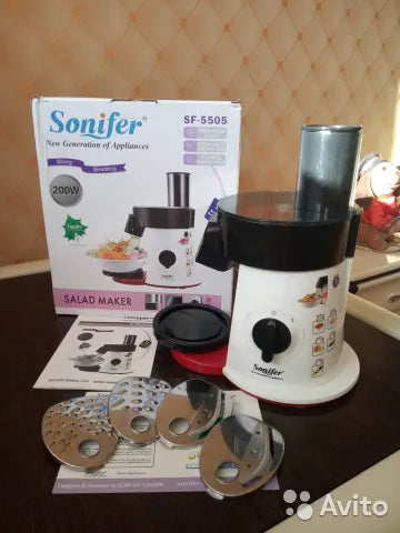 SONIFER Food Processor Multifunctional Salad Maker Shred Slicer SF-5505