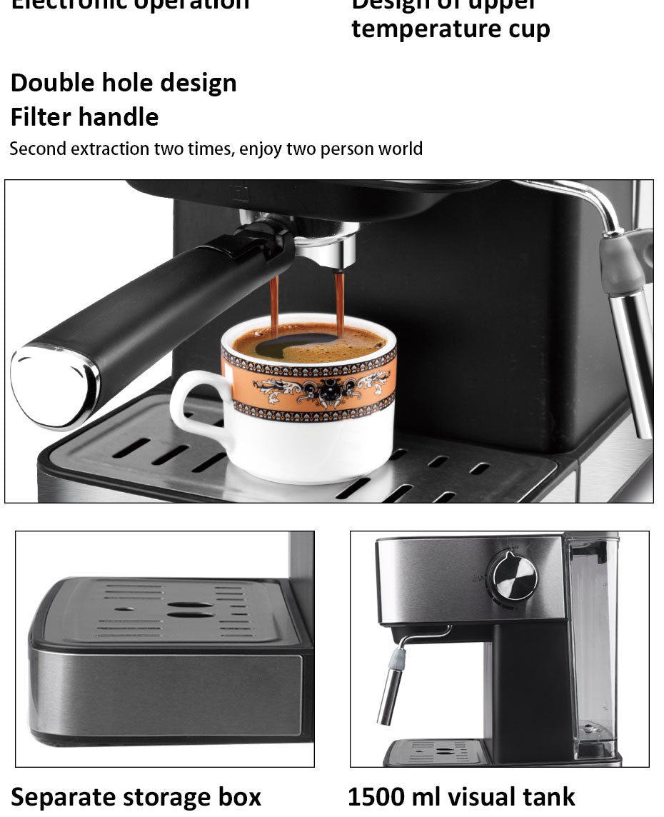 New design 15 bar pump espresso coffee machine home office electric coffee maker