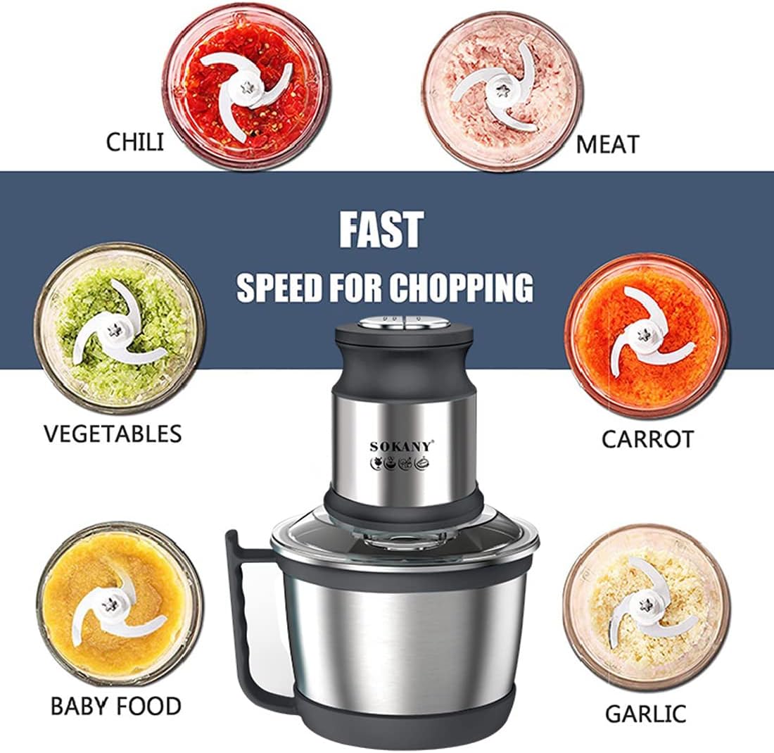 SOKANY 800W Meat Grinder Electric, electric meat grinder 3L Stainless Steel Meat Blender Food Chopper for Meat, Vegetables, Fruits and Nuts with 4 Sharp Blades. (SK-7027, 800W, 3L)