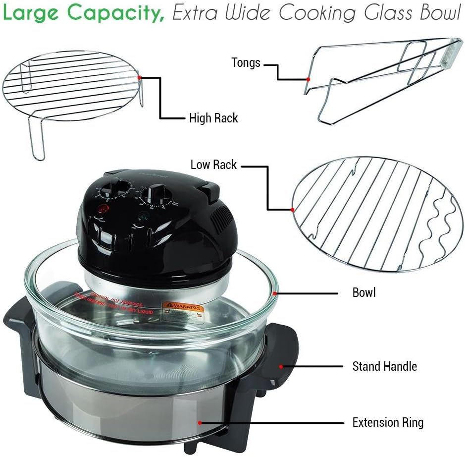 Imported Convection Countertop Toaster Oven - Healthy Kitchen Glass Air Fryer Roaster Oven, Bake, Grill, Steam Broil, French Fries & Roast 20L Capacity