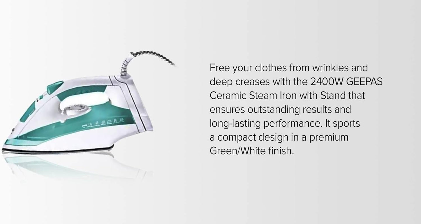 Geepas Cordless/Corded Steam Iron- GSI24015| Wet and Dry Steam Iron Box Handy Design with Powerful Burst Steam, Anti-Drip Function