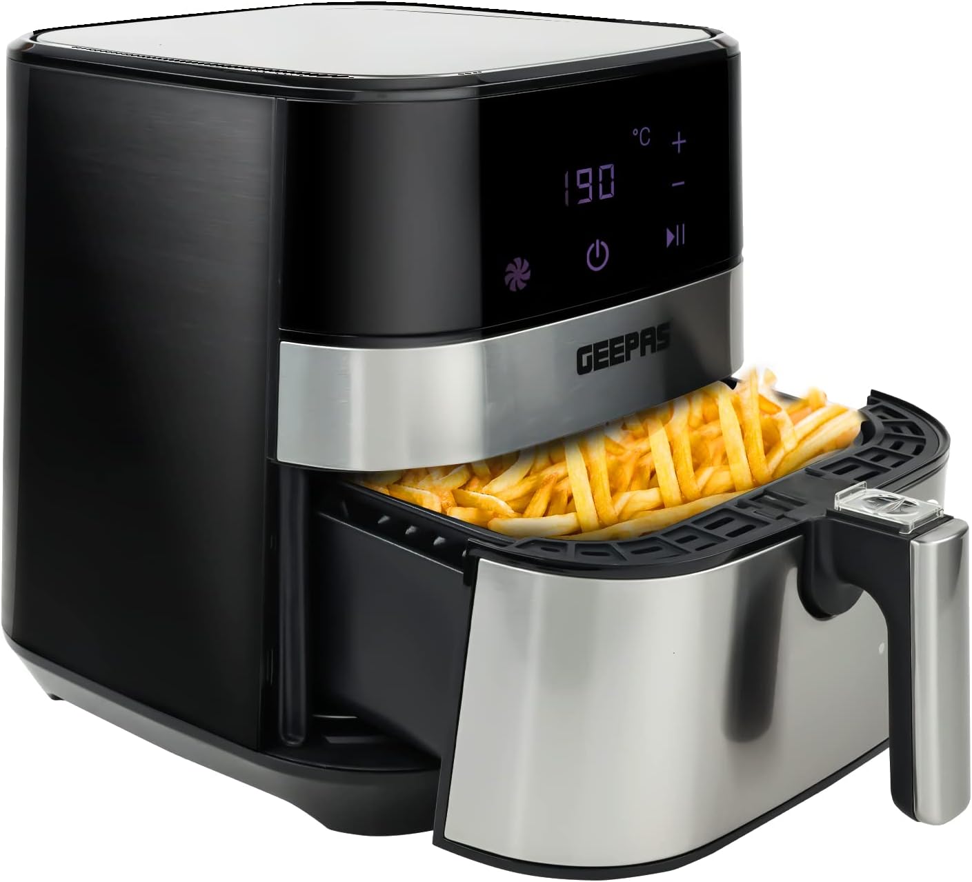 Geepas GAF37510 Electric Air Fryer 5 Liter Digital Touch Screen & Preheat, 60 Minute Timer, Led Display, Auto Shut Off