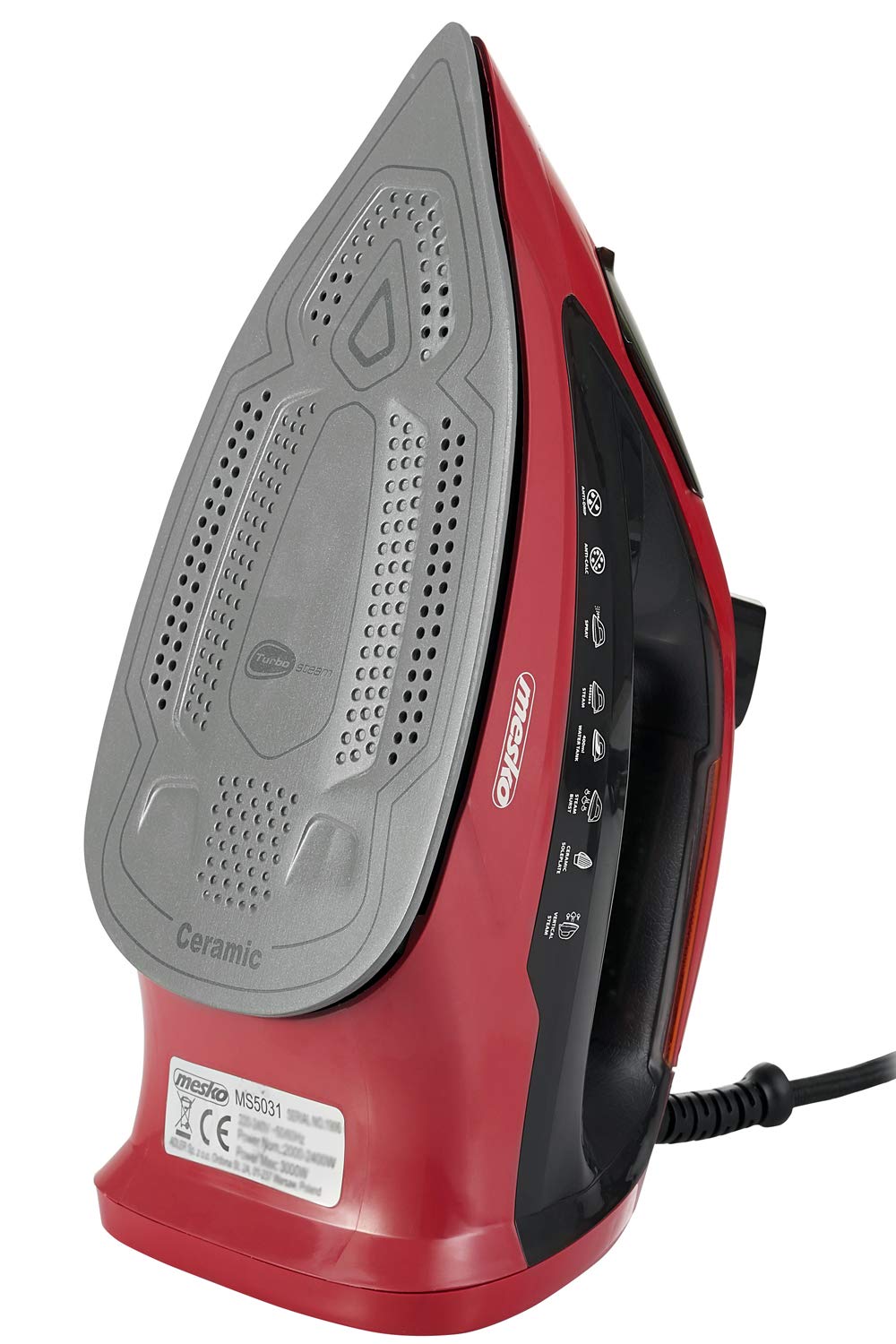Geepas GSI24026 Ceramic Steam Iron Wet & Dry 350 ml 3100W Red /Black