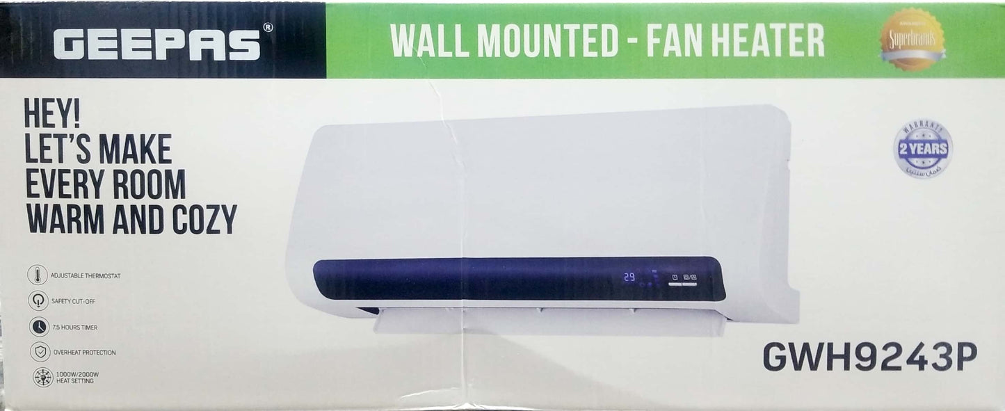Geepas GWH9243P Wall Mounted Fan Heater