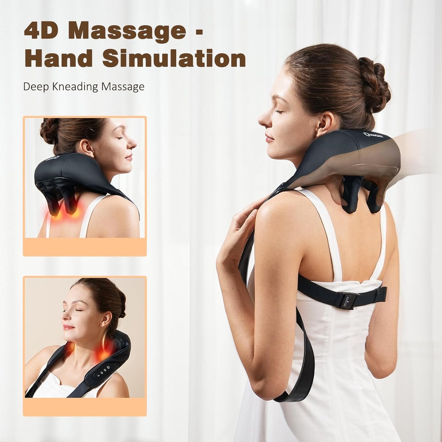 Imported Cordless Deep Tissue 4D Expert Kneading Massage, Neck and Shoulder Massage Pillow for Neck, Traps, Back and Leg Pain Relief