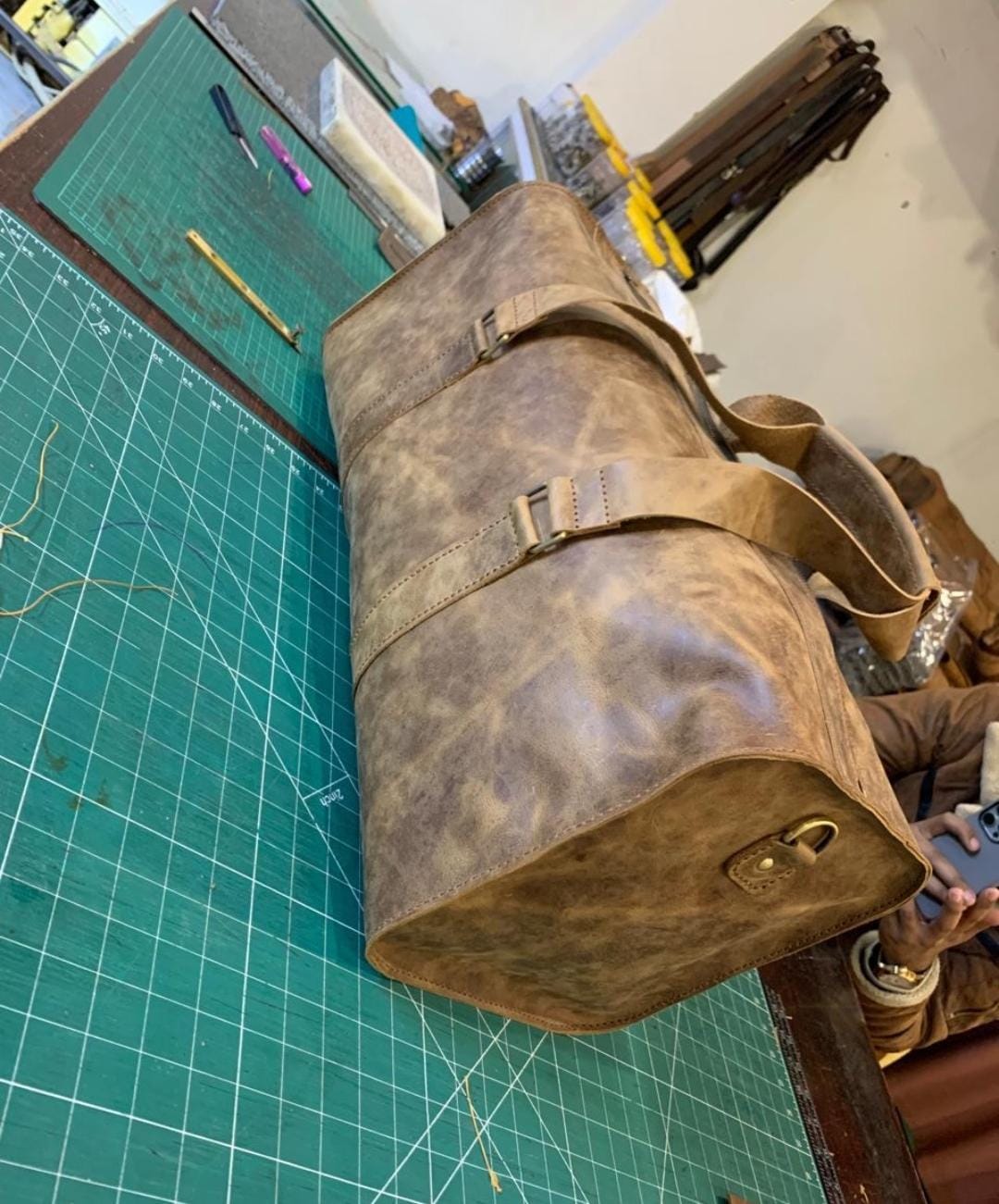 Handmade Leather Duffle Bag, Gym Bag, Vacation Duffel Bag, Travel Bag
