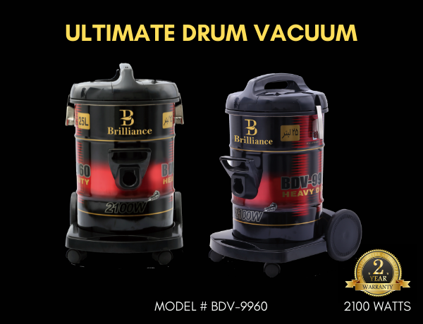 Brilliance BDV-9960 Professional Drum Vacuum Cleaner 25 Liter