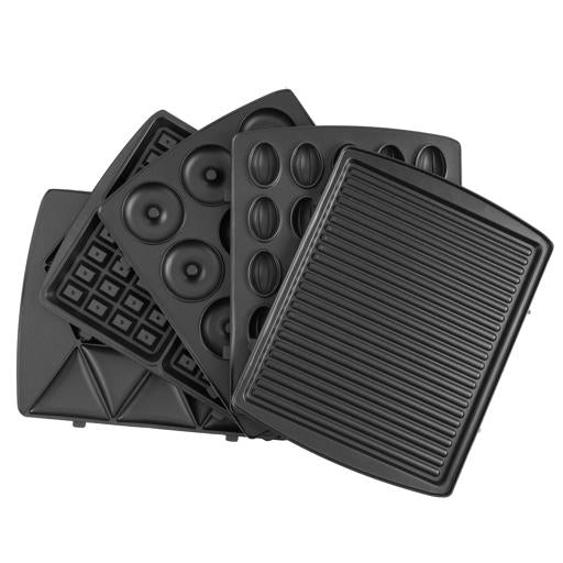 Geepas GSM36528 4 Slice Sandwich Maker 6 in 1 ( Waffle Maker, Donut Maker, Grill, Nuts Maker, Biscuit Maker, Sandwich Maker )