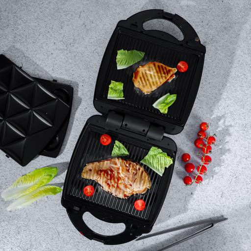 Geepas GSM36528 4 Slice Sandwich Maker 6 in 1 ( Waffle Maker, Donut Maker, Grill, Nuts Maker, Biscuit Maker, Sandwich Maker )