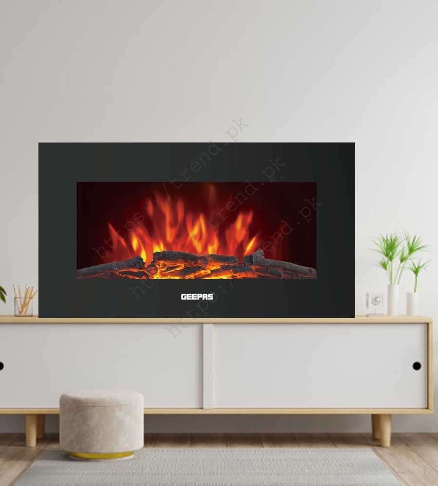 Geepas GFH9555P Wall Mounted Fireplace Fan Heater