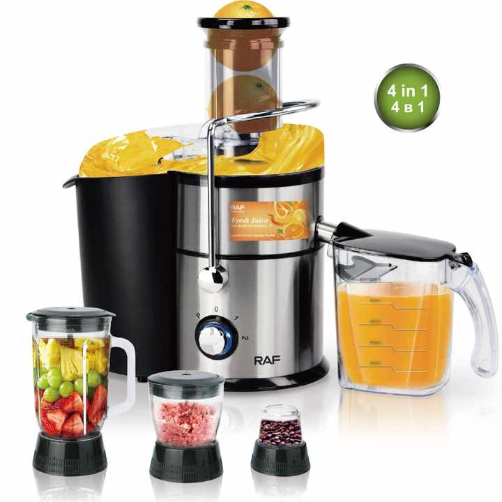 RAF 4 IN 1 Stainless Steel Juicer Blender Grinder Chopper Mixer Miller Juicer Extractor Smoothie Ice Crusher R.2823