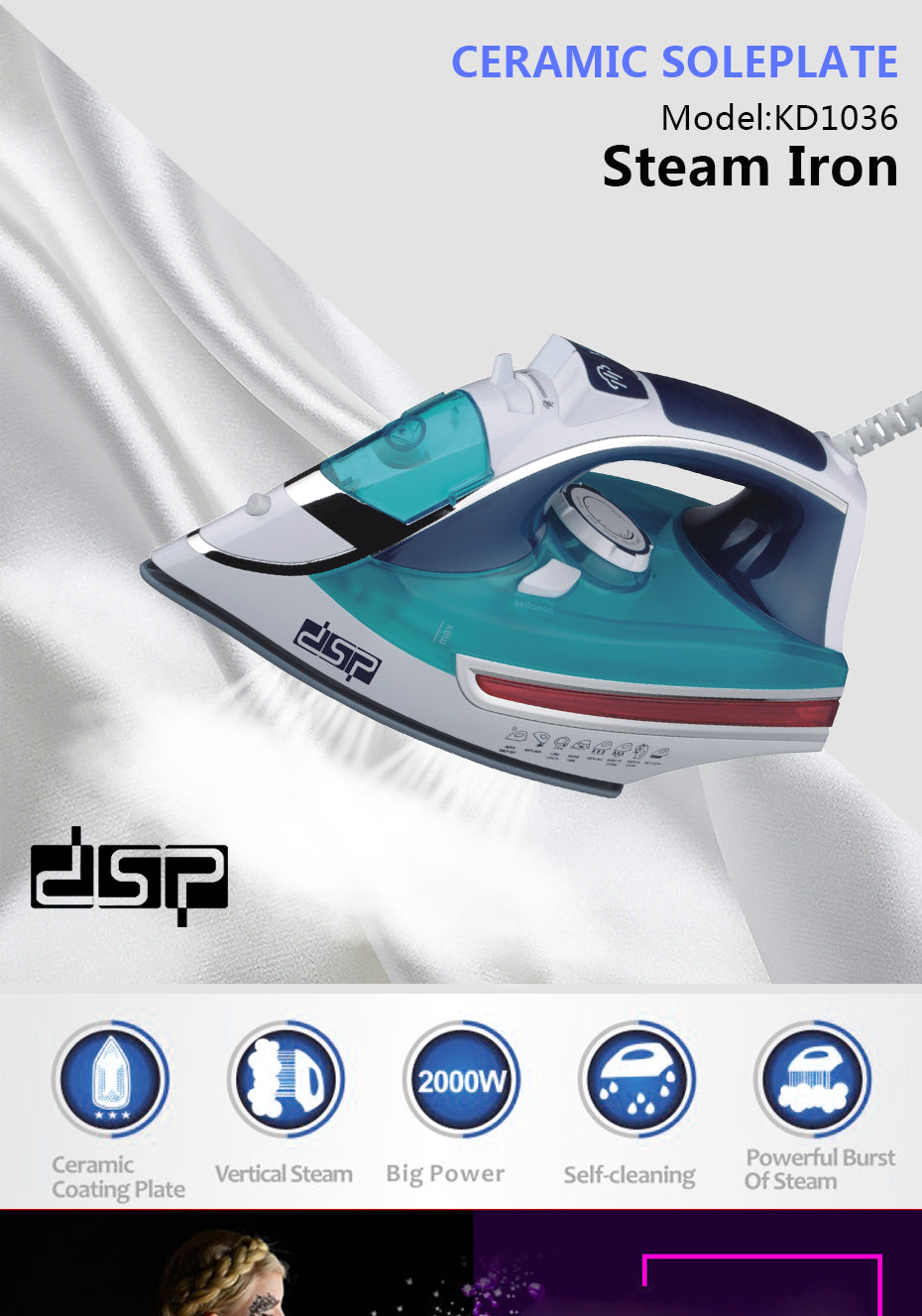 DSP KD1036 Professional Steam Iron