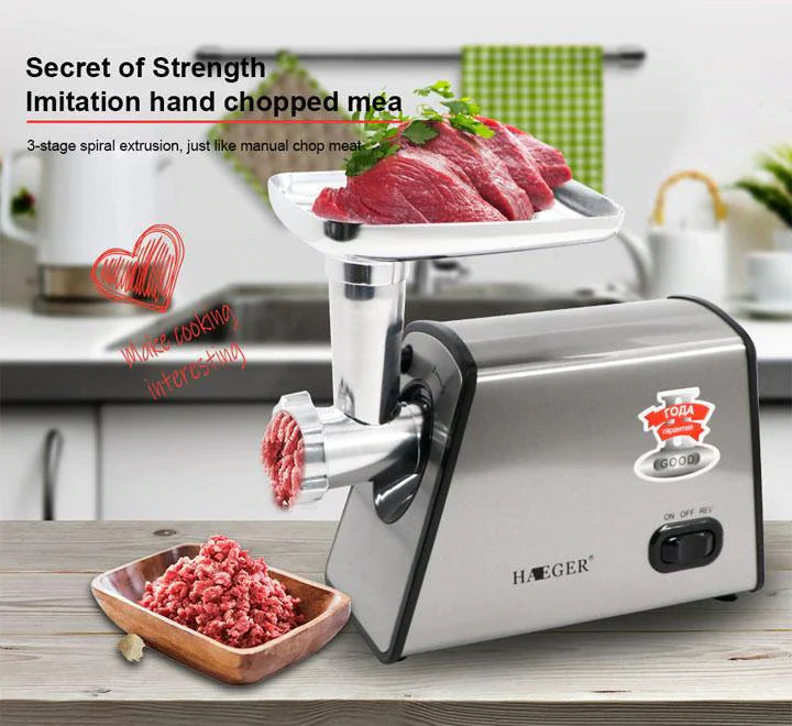 Haeger HG-3378 Multi-Functional Electric Home Stainless Steel Meat Grinder