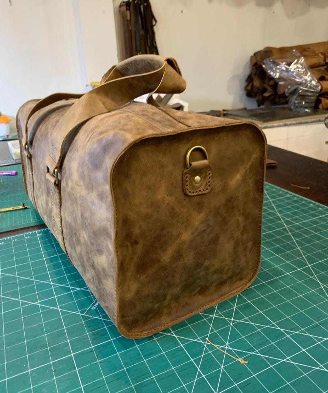 Handmade Leather Duffle Bag, Gym Bag, Vacation Duffel Bag, Travel Bag