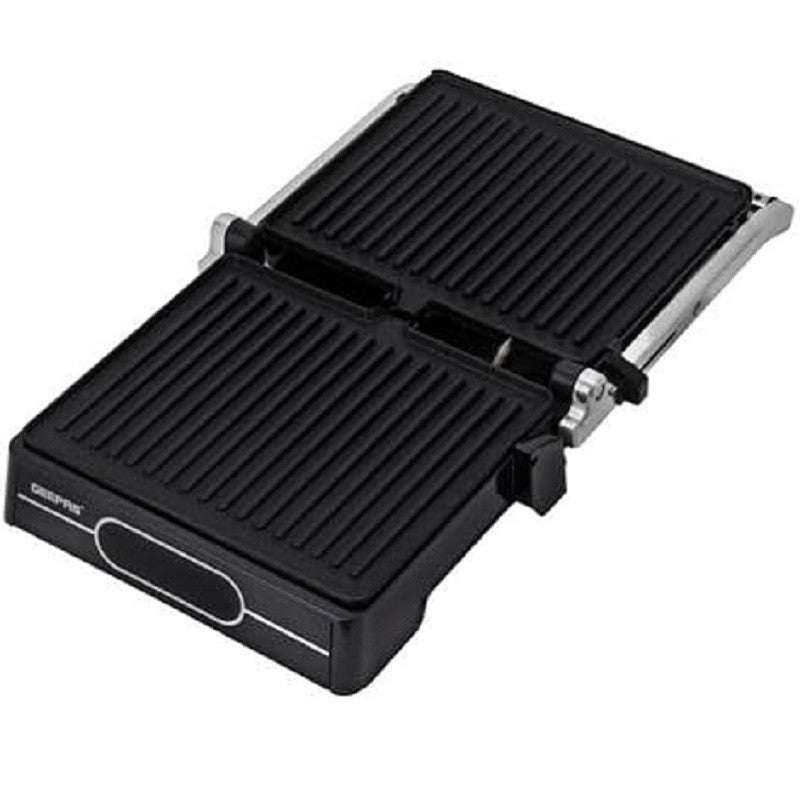 Geepas GGM36557 Stainless Steel Grill Maker, Panini Maker Open Flat Up To 180° | Digital Timer & Temperature Control