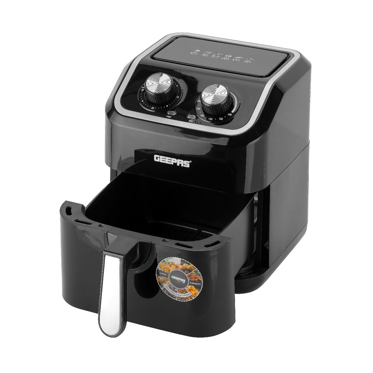 Geepas Air Fryer GAF37528 1600W, 5L Capacity With A Rack | Adjustable Timer And Temperature