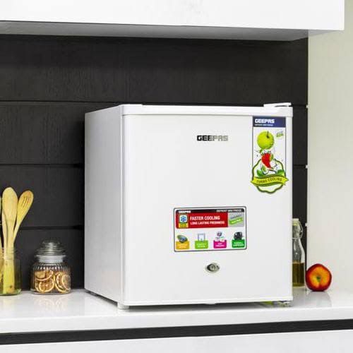 Geepas 60L Single Door Refrigerator - Portable Low Noise Separate Chiller Compartment, Compact
