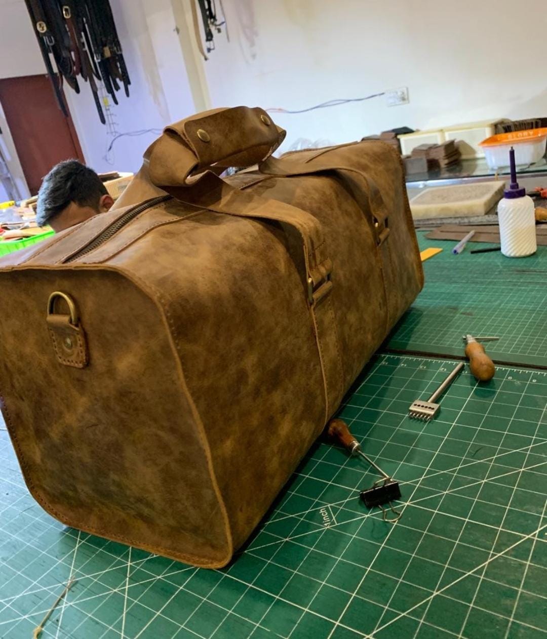Handmade Leather Duffle Bag, Gym Bag, Vacation Duffel Bag, Travel Bag