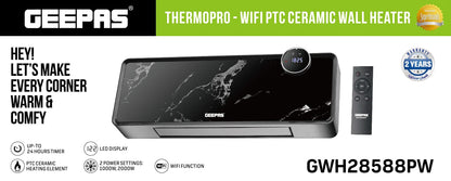 Geepas Thermopro - Wifi PTC Ceramic Wall Heater GWH28588PW