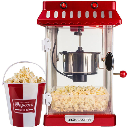 Imported Commercial Tabletop Popcorn Popper Machine, Retro-Style