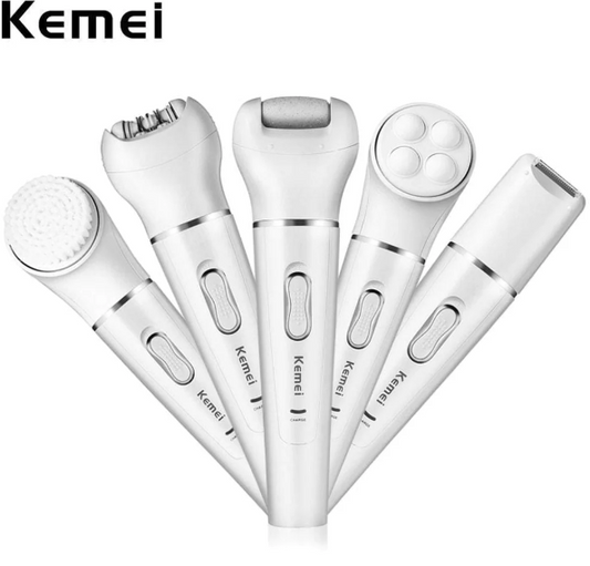 KEMEI 5 in 1 Shaver Epilator Cleansing Brush Massager And Callus Remover KM-2199