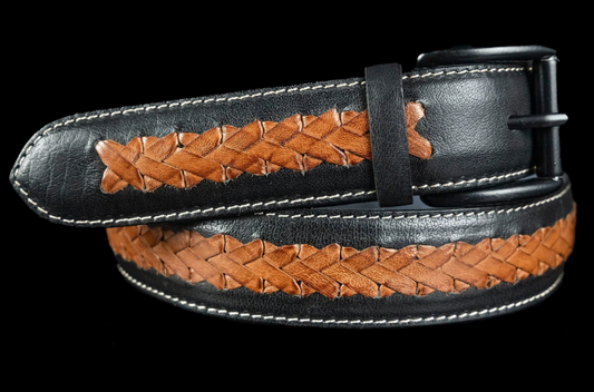 Mini Braid Black - Hand Made Men's Leather Belt