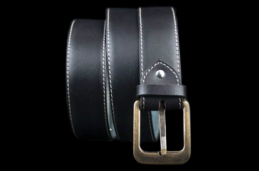 Feather Edge Black - Leather Belt For Men