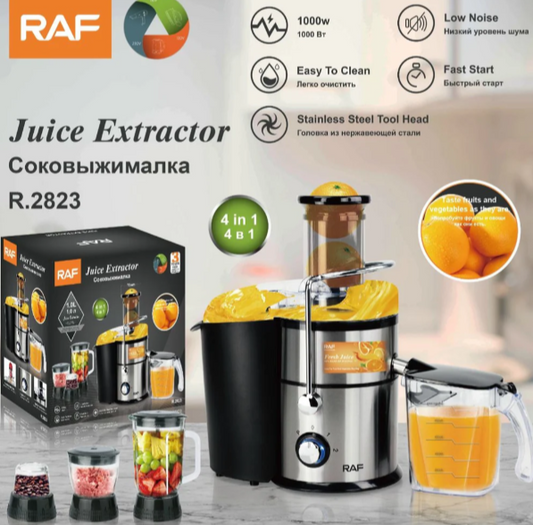 RAF 4 IN 1 Stainless Steel Juicer Blender Grinder Chopper Mixer Miller Juicer Extractor Smoothie Ice Crusher R.2823