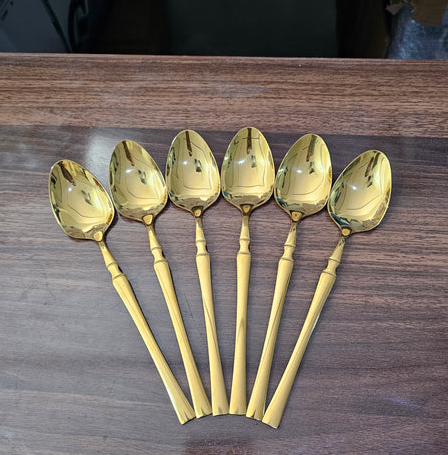 Imported Egg Shaped Gold Polish Tableware Cutlery Set - 24 Pieces