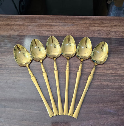 Imported Egg Shaped Gold Polish Tableware Cutlery Set - 24 Pieces