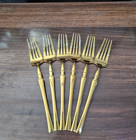 Imported Egg Shaped Gold Polish Tableware Cutlery Set - 24 Pieces