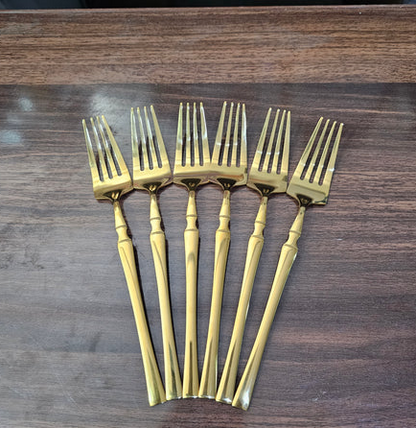 Imported Egg Shaped Gold Polish Tableware Cutlery Set - 24 Pieces