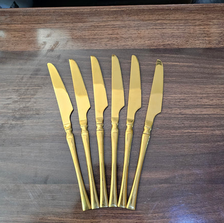 Imported Egg Shaped Gold Polish Tableware Cutlery Set - 24 Pieces