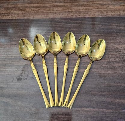 Imported Egg Shaped Gold Polish Tableware Cutlery Set - 24 Pieces