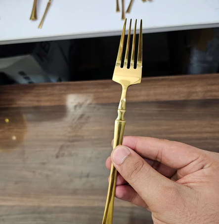 Imported Egg Shaped Gold Polish Tableware Cutlery Set - 24 Pieces