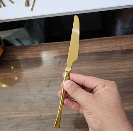 Imported Egg Shaped Gold Polish Tableware Cutlery Set - 24 Pieces