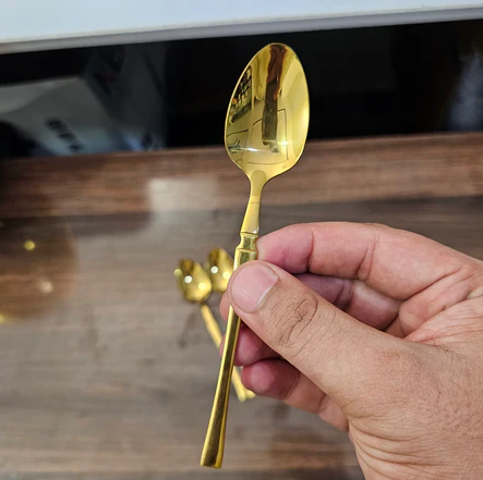 Imported Egg Shaped Gold Polish Tableware Cutlery Set - 24 Pieces