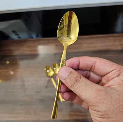 Imported Egg Shaped Gold Polish Tableware Cutlery Set - 24 Pieces
