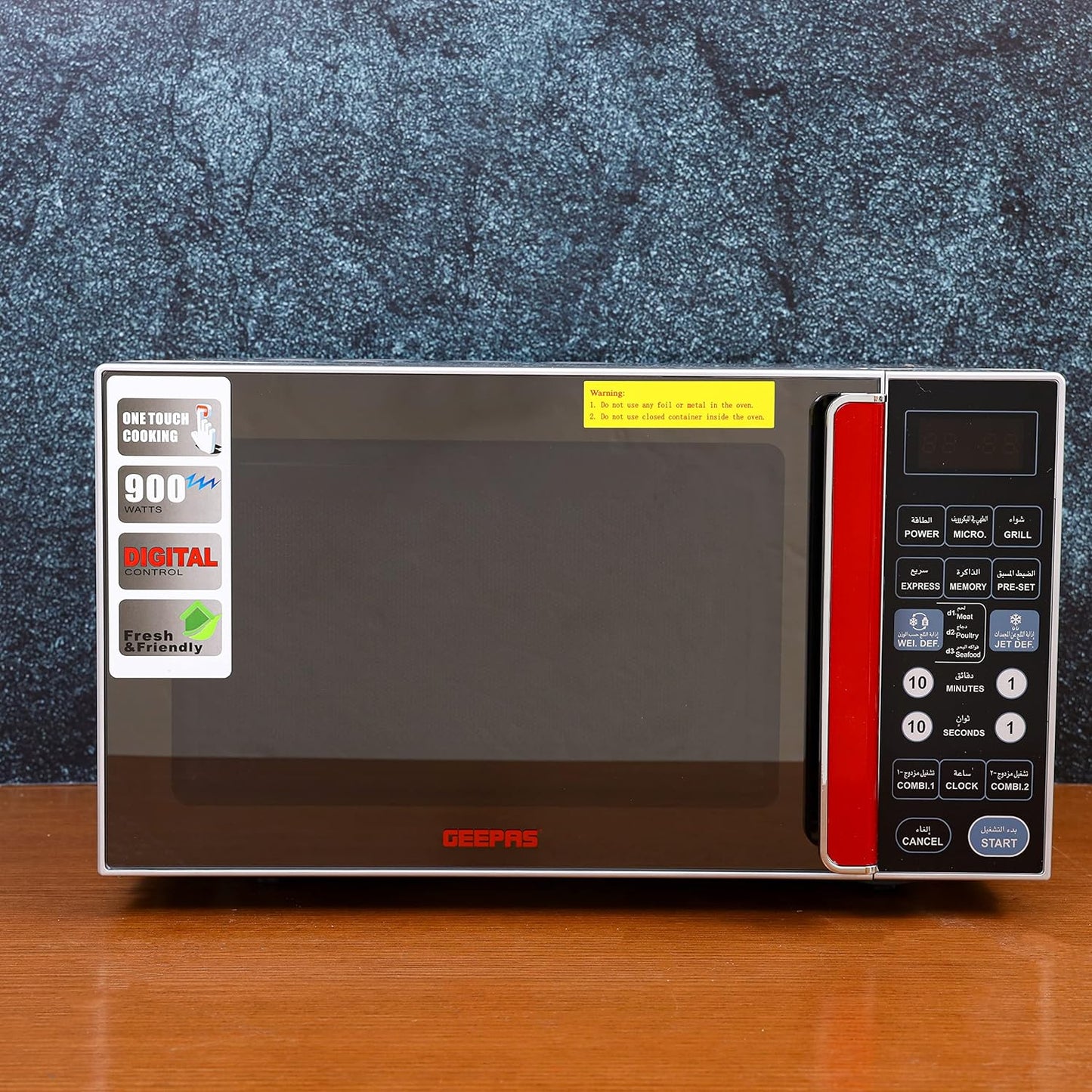 Geepas GMO1876 27L Digital Microwave Oven - 900W Microwave Oven | Reheating & Defrost Function