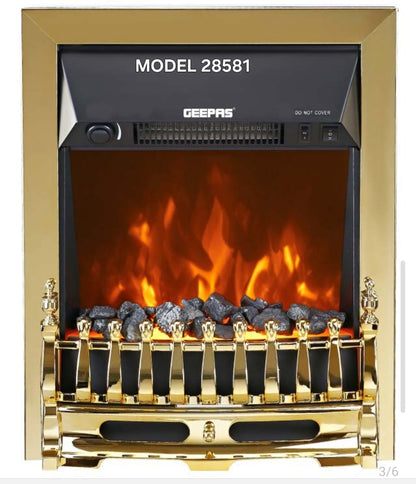 Geepas Electric Fireplace Quartz Tube Flame Heater GRH28581P