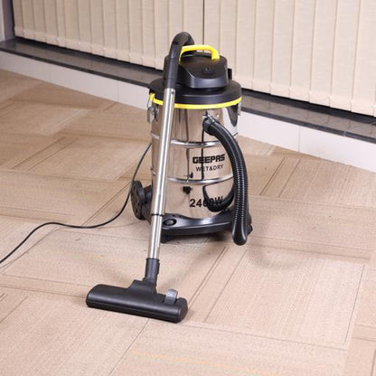 Geepas GVC19011 2300W 2-in-1 Wet & Dry Vacuum Cleaner - 23L Steel Drum Tank with Powerful Copper Motor With Dust Full Indicator