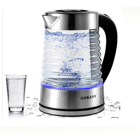 SOKANY SK-1027 2.2L Electric Kettle 2200W 220V Hot Water Kettle Electric Boiler Made of Glass & Stainless Steel, Large Capacity Water Boiler Heater
