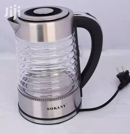 SOKANY SK-1027 2.2L Electric Kettle 2200W 220V Hot Water Kettle Electric Boiler Made of Glass & Stainless Steel, Large Capacity Water Boiler Heater