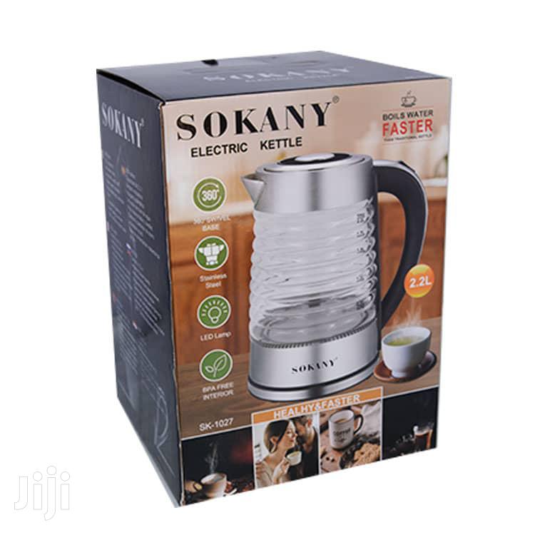 SOKANY SK-1027 2.2L Electric Kettle 2200W 220V Hot Water Kettle Electric Boiler Made of Glass & Stainless Steel, Large Capacity Water Boiler Heater